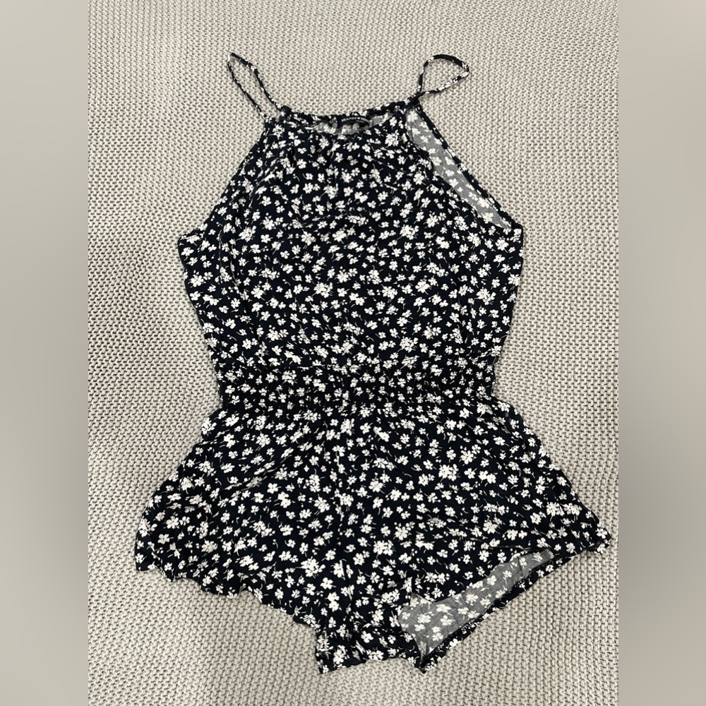 LIKE NEW Brandy Melville Floral Romper with Adjustable Straps